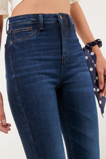 Jean jegging azul intenso con tiro súper alto, 5 bolsillos y ajuste ceñido