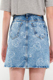 Falda en jean azul clara con diseño láser de Snoopy y rotos