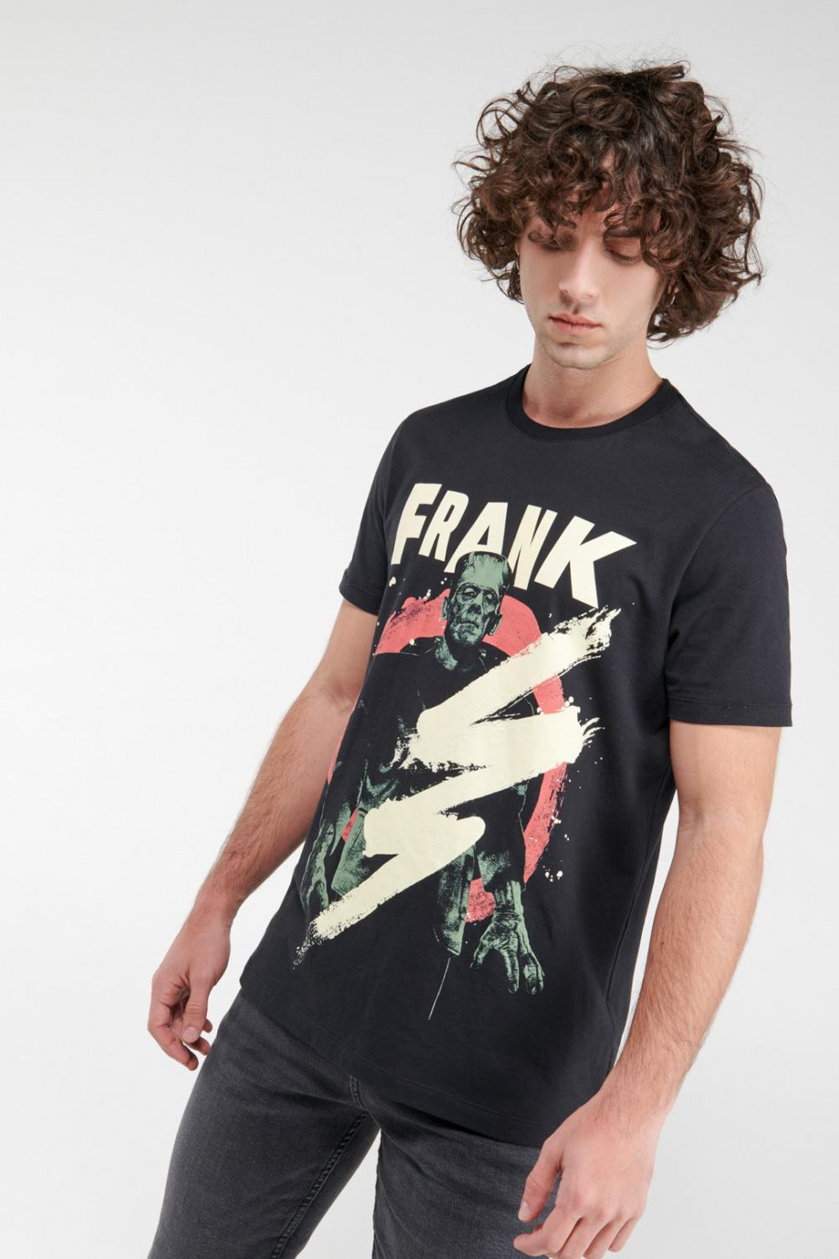 Camiseta manga corta, estampado de Frankenstein