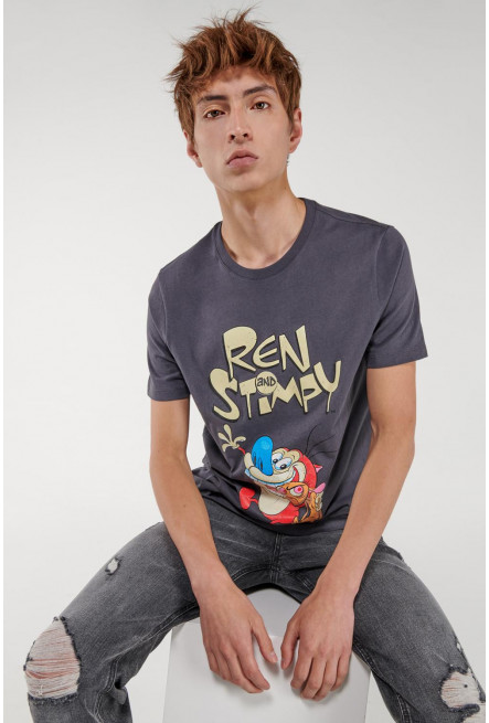 Camiseta manga corta estampado de Ren & Stimpy.