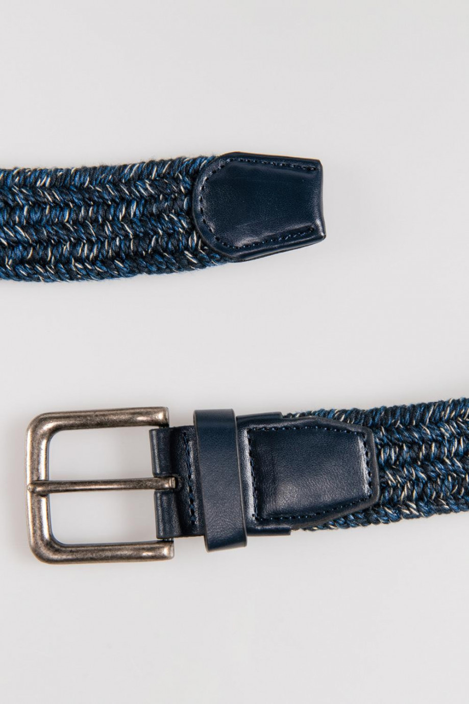 Cinturón trenzado textil, hebilla metálica