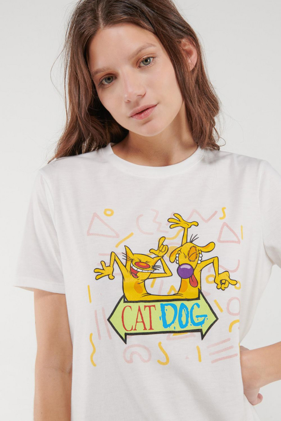 Camiseta manga corta estampado de CatDog.