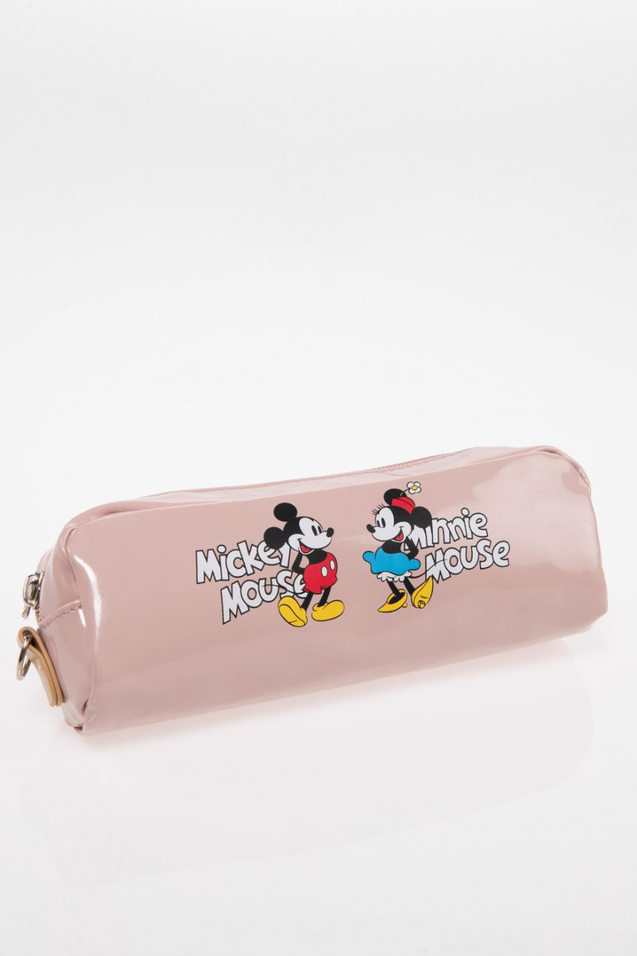 Cartuchera rosado claro con motivo de Mickey y Minnie