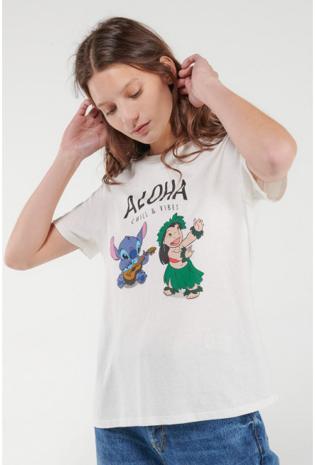 Camiseta manga corta estampada de Lilo & Stitch