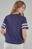 Camiseta manga corta azul oscura con estampados college de Yale