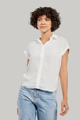 Blusas y Camisas mujer | básica, manga bordada, unicolor
